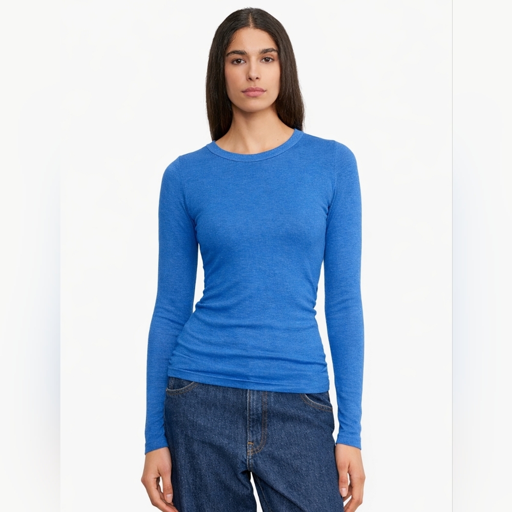 Enza Costa Royal Blue Long Sleeve Crewneck Tee